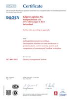 Certificate SQS de Gilgen Logistics (en anglais)