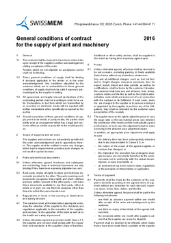 General conditions of suplly of plant and machinery 2016